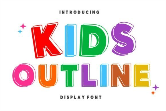 Kids Outline Font for Creative Web Design